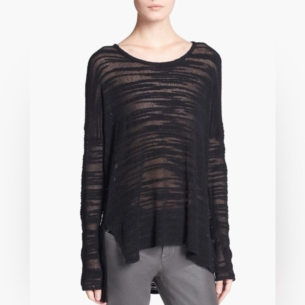 Helmut Lang HELMUT Destroyed Boucle Knit Pullover L Black
